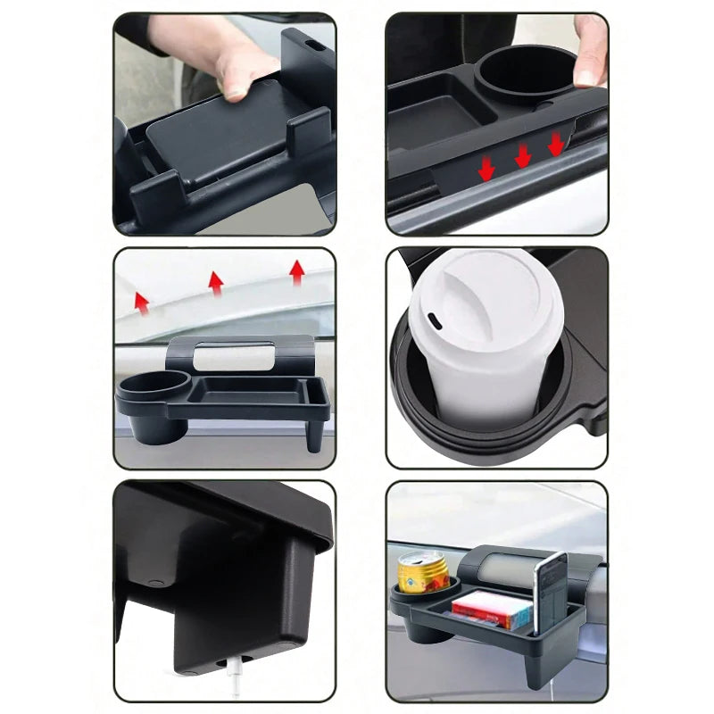 Car Organizer Box With Cup Holder Drink Holder Side Door Window Phone Slot Hanging Storage Rack For Vehicle Interior Accessories