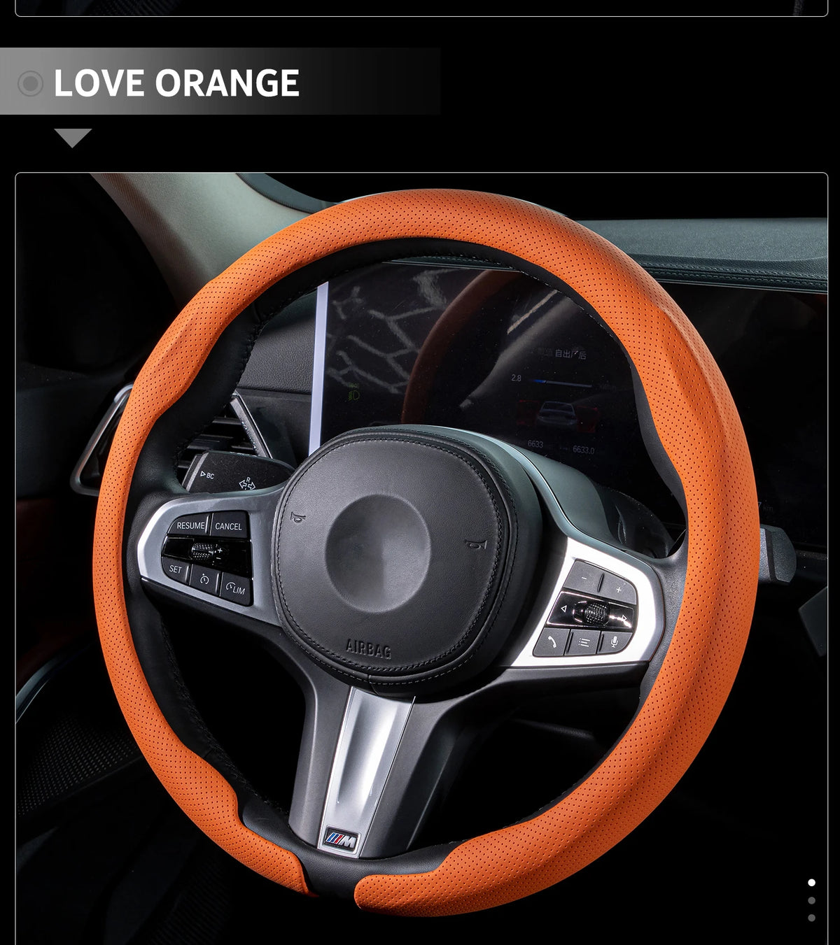 Ultra-Thin Faux Leather Steering Wheel Cover, 38cm, D or O Shape