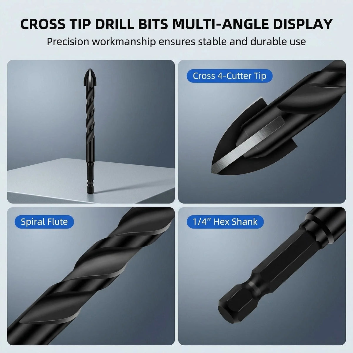 Tungsten Carbide Hex Drill Bit Set 3-12mm for Tile & Ceramic - image 2