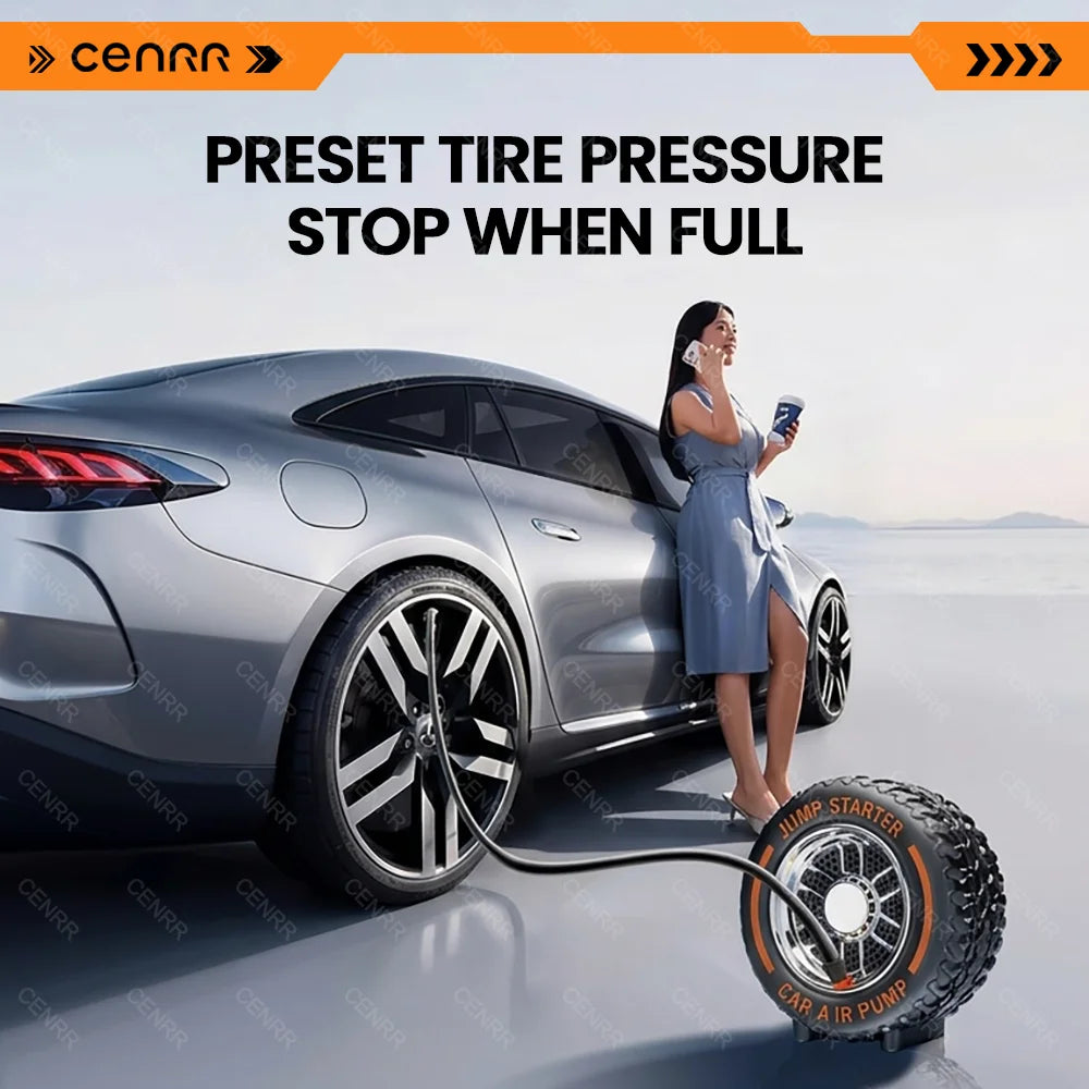 Tyre Design Car Tire Inflator Portable Air Pump Electric Air Pressure Injector Wireless Air Compressor Powerful Tyre Inflator