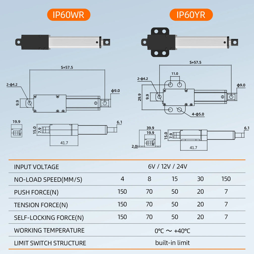 Mini Telescopic Linear Actuator, 6V to 24V, 10 to 200mm Stroke - view 4