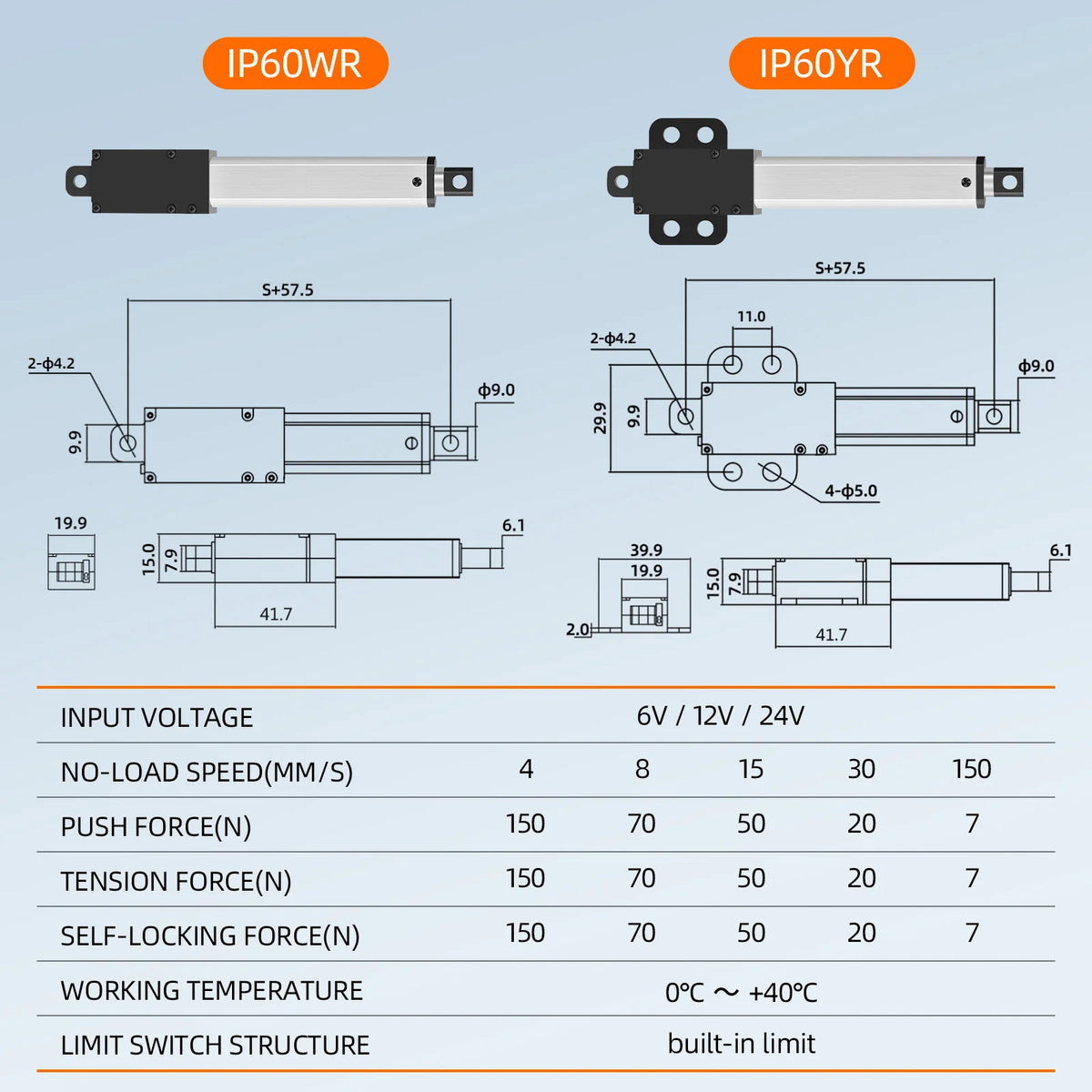 Mini Telescopic Linear Actuator, 6V to 24V, 10 to 200mm Stroke - view 4