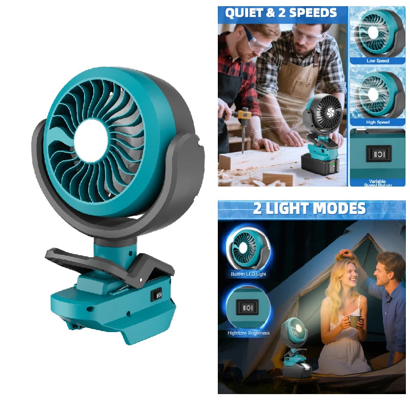 2-in-1 Cordless Fan & Camping Light for Makita BL1830