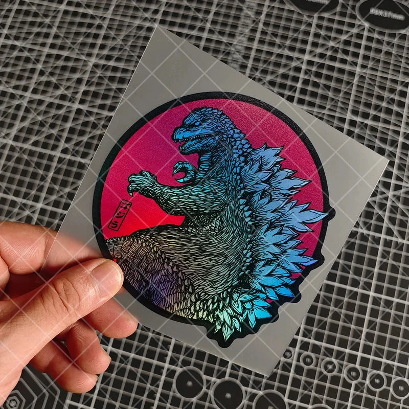 Japanese Wave Art Reflective Glitter Motorcycle Sticker