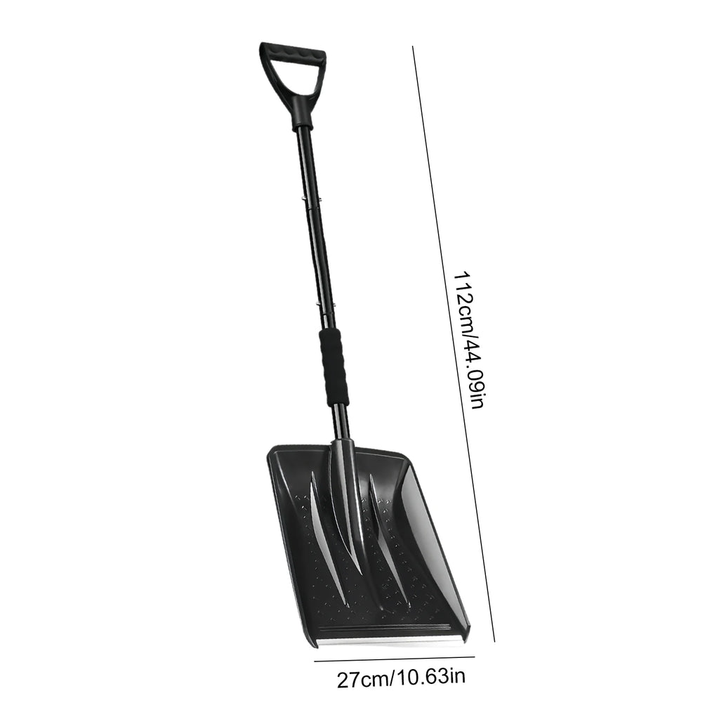 Snow Shovel with Adjustable Length D-Grip Handle Driveway Scoop Shovel for Car Snow Removal Portable for Home Garage Garden Camp