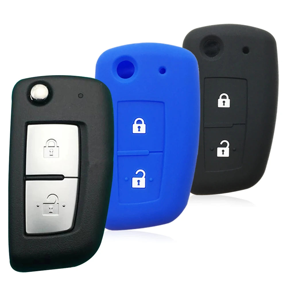 Silicone 2-Button Flip Key Cover Compatible with Nissan Qashqai J11, X-Trail & More