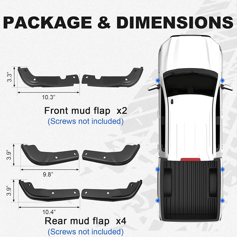Heenvn Mud Flaps for GMC Sierra 1500 2019-2026 Accessories Front & Rear Splash Guard Mudflaps No-Drilling GMC Fender Replacement