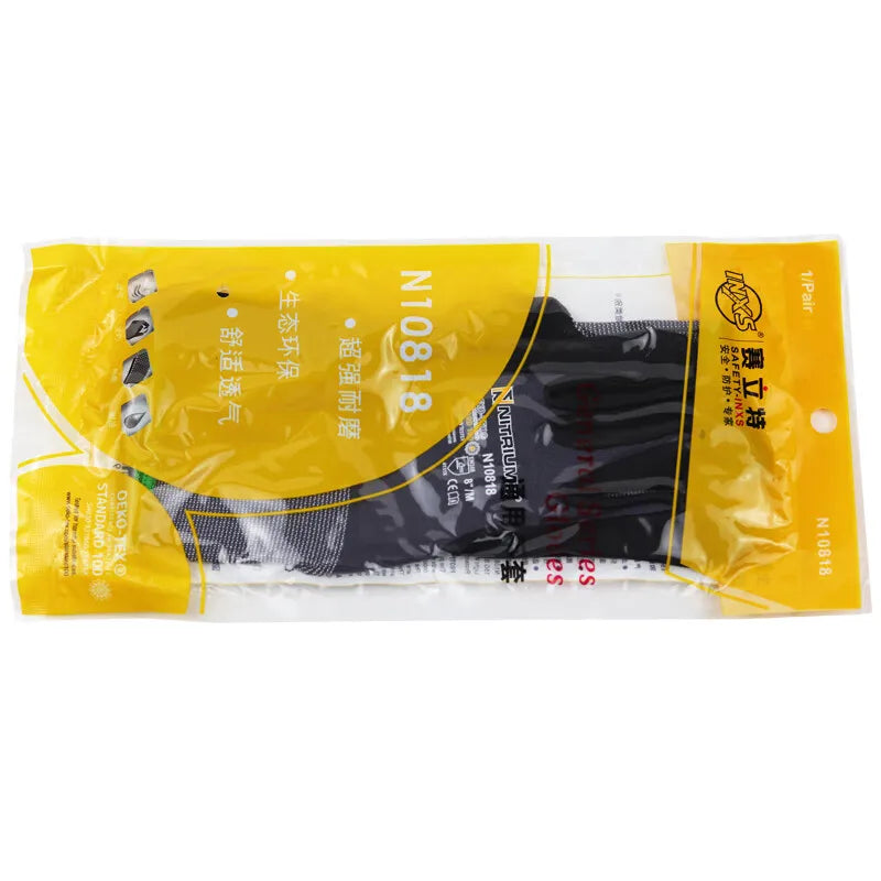 Safety Work Gloves Seamless Knit Nylon Glove with Black Micro-Foam Nitrile Grip Ideal for General Purpose Automotive Improvement