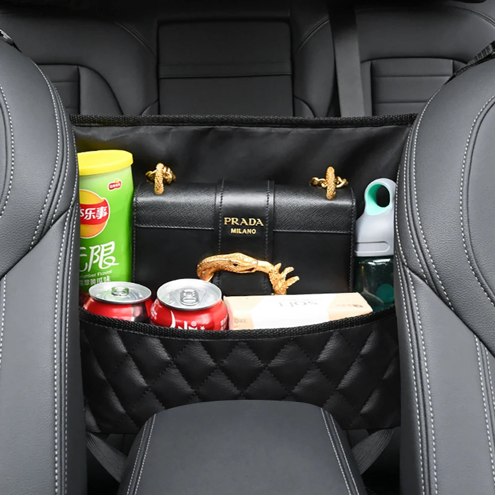 Large Car Middle Seat Storage Bag with Net Pocket