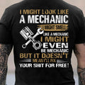 Men's Mechanic Funny Quote T-Shirt Back Print Wrench Piston Graphic Crew Neck Short Sleeve Top