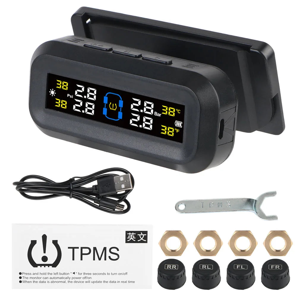 Solar Tire Pressure Monitoring System with External TPMS Sensors