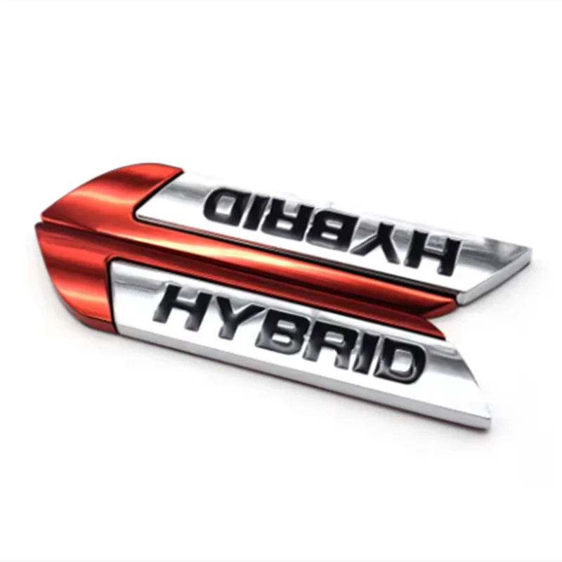 Pair of 3D Metal Hybrid Badge Stickers, Universal Car Fitment - view 5