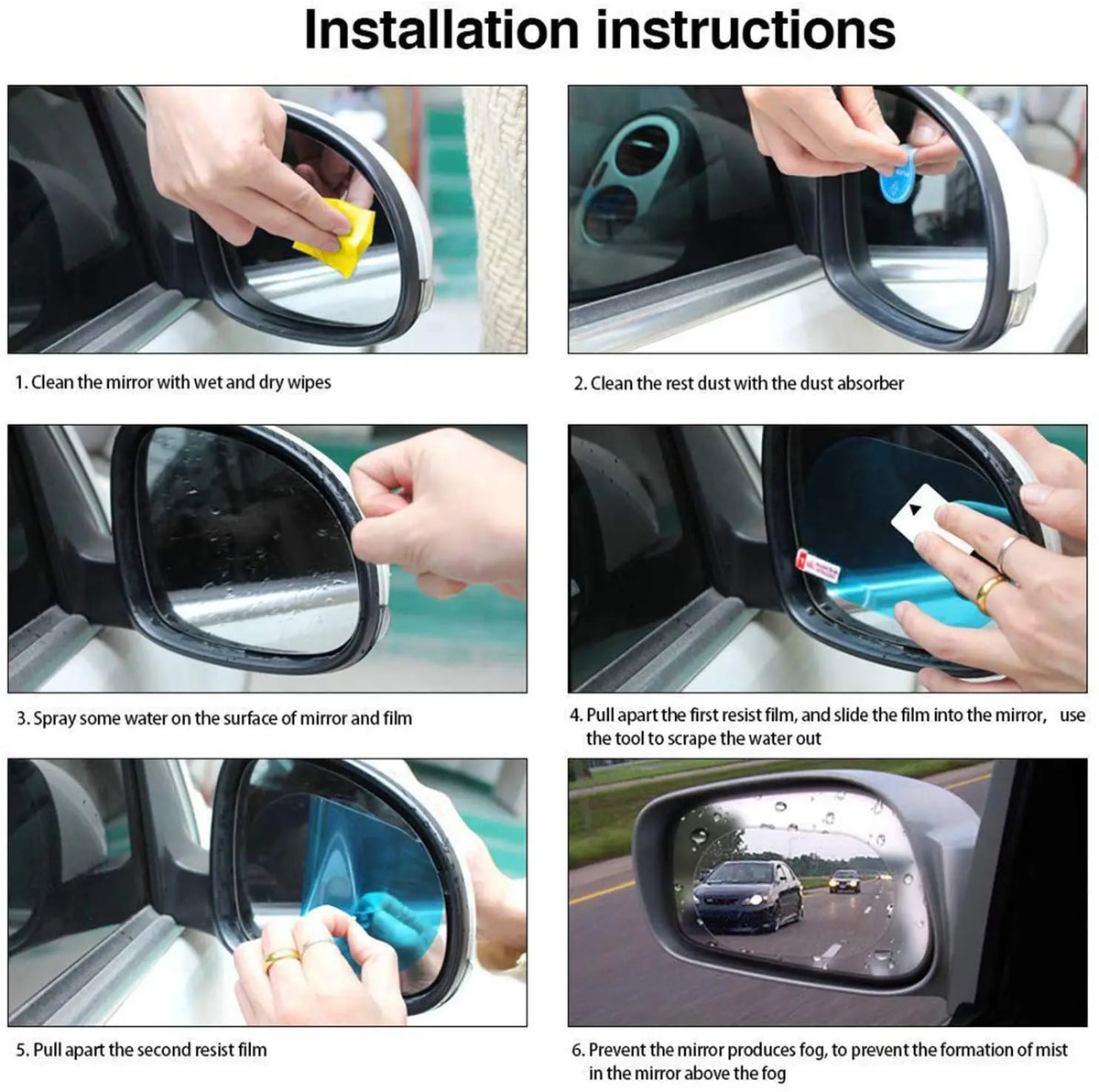 Rainproof Anti-Fog Film Pair for Car Side Mirrors and Windows