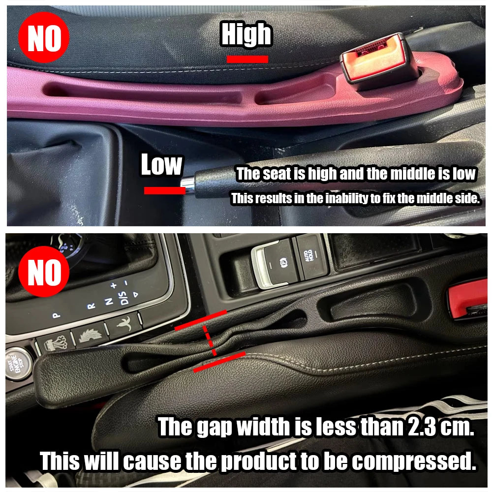 Car Seat Gap Filler with Dual Slots, Set of 2