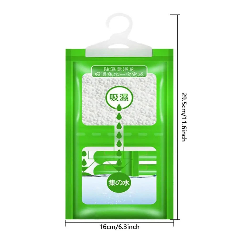 Hanging wardrobe dehumidifier bags, anti-mould moisture absorber for closets