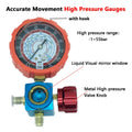 Refrigerants Manifold Gauge 500psi/800psi A/C Diagnostic Refrigerant Charging Tool for R22/R410A/R134A/R404A with Visual Mirror