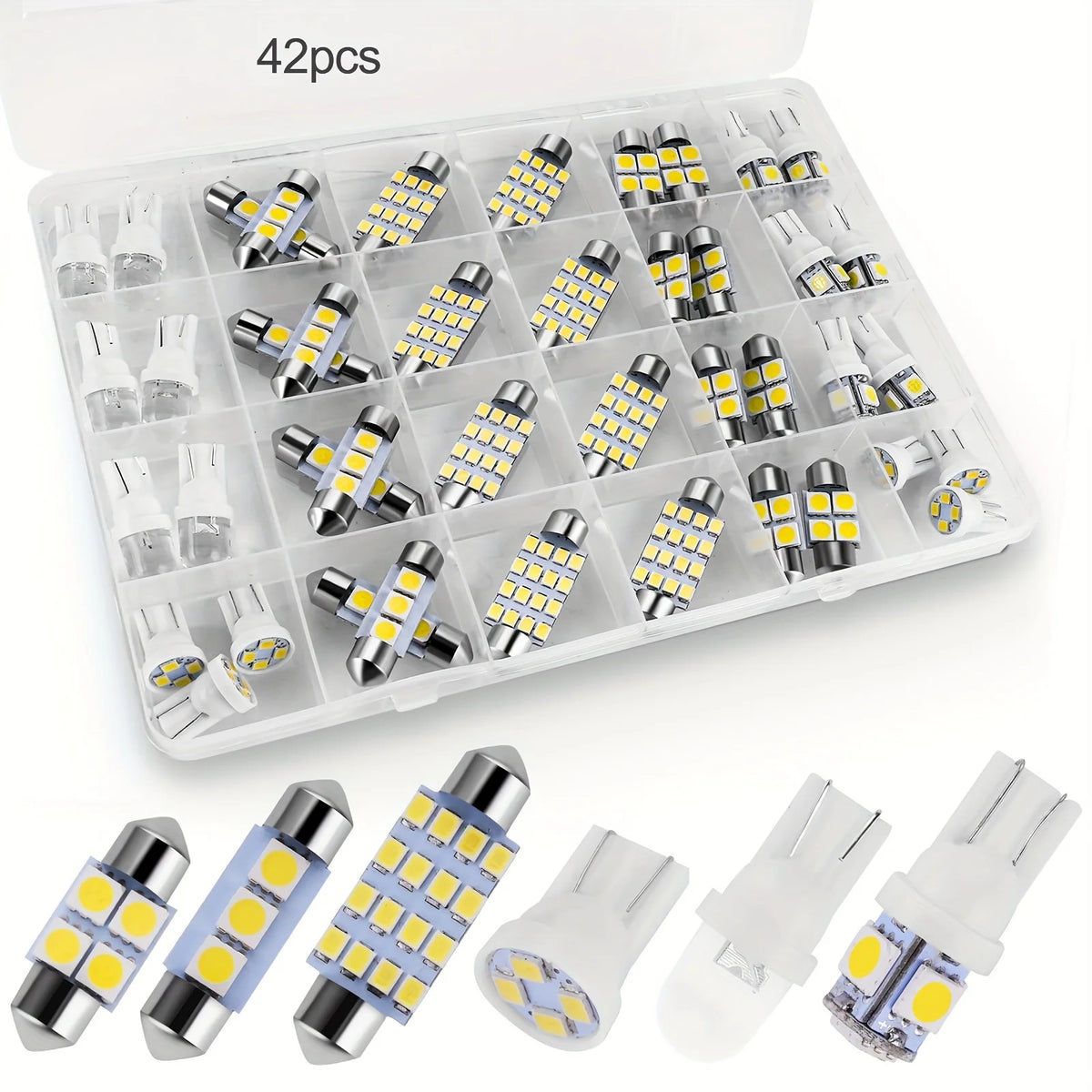 42pcs LED Car Interior Light Kit - 12V Hardwired, No Battery Required