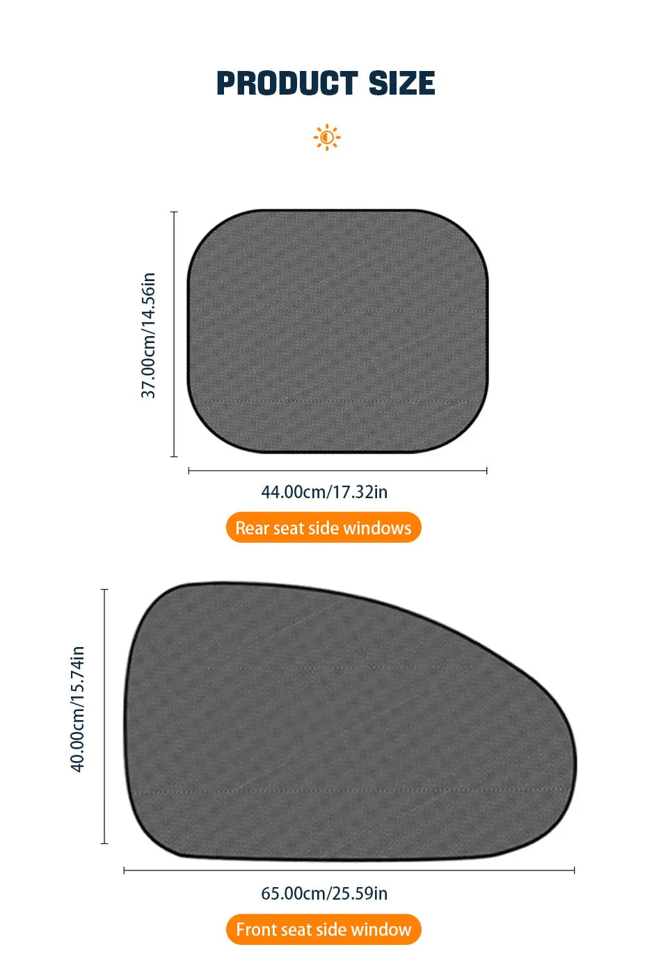 Suction Cup Side Window Sun Shade Curtains, Set of 2