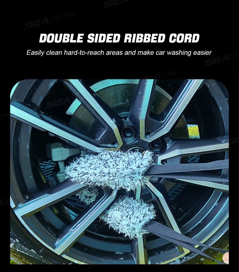 Plush Wheel Wash Towel with Double-Sided Strap