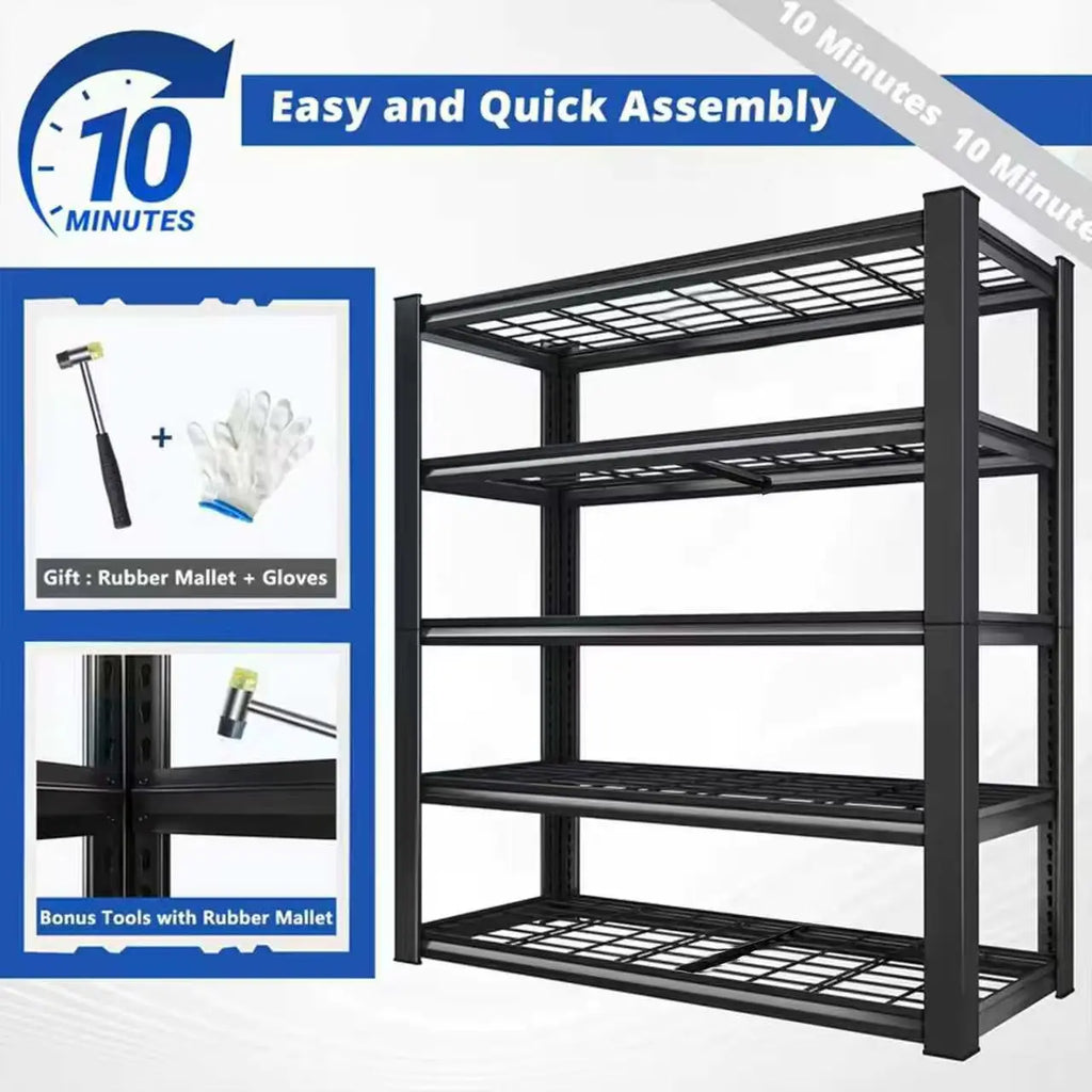 72" Adjustable Metal Double-Layer Utility Shelving Rack