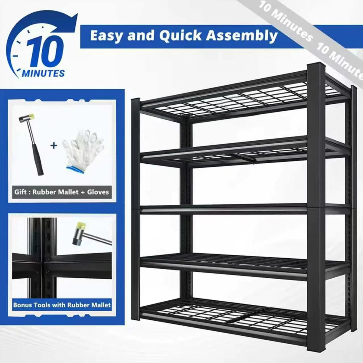 72" Adjustable Metal Double-Layer Utility Shelving Rack
