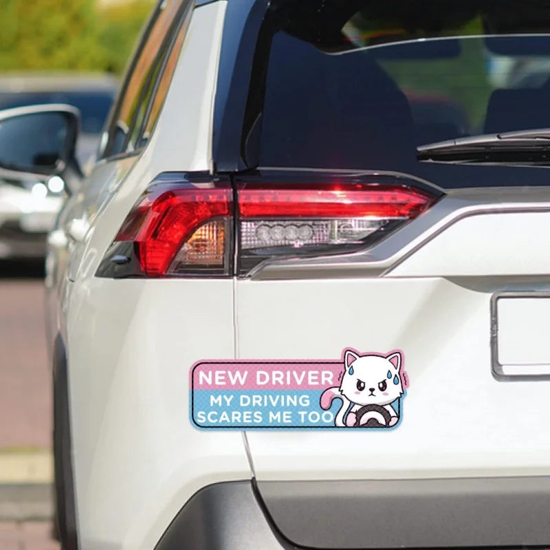 Reflective Cartoon Cat Student Driver Car Magnets (4 Pack) - image 4