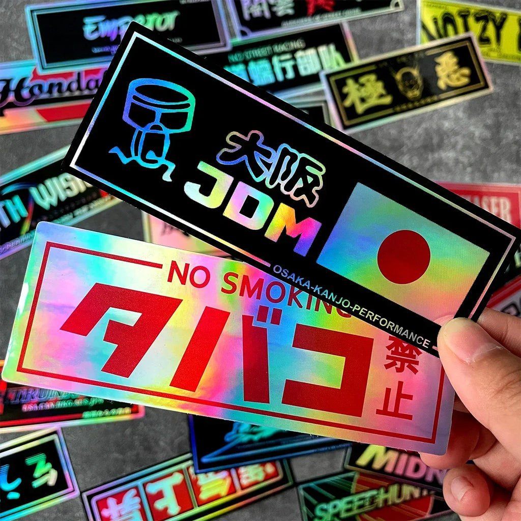 JDM Samurai Laser Rainbow Stickers for Car Window and Motorcycle Helmet