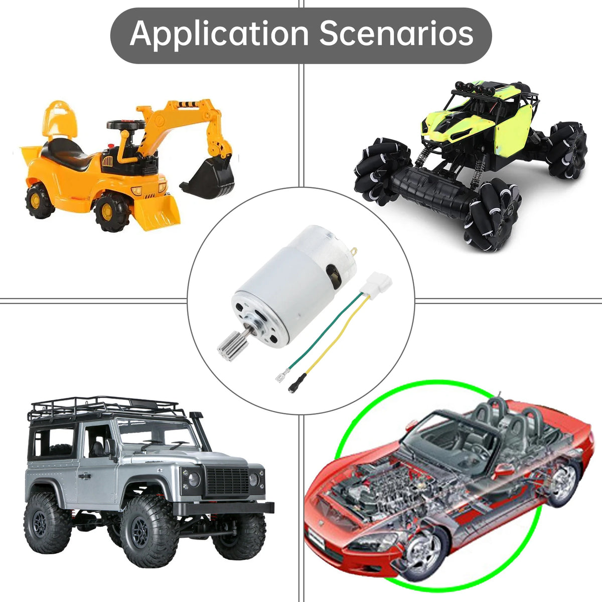 RS550/555 Fine /Medium /Coarse 10 Teeth 12V/24V DC Motor Kids Ride On Toys Car Motor Speed Electric Motor for Remote Control Car