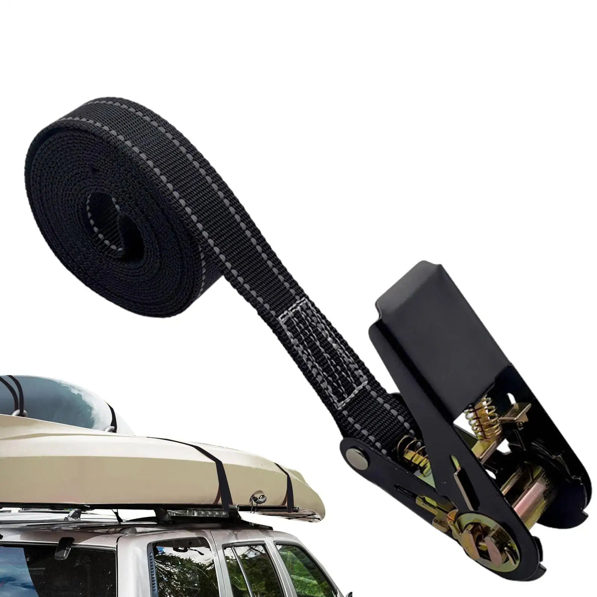 Heavy Duty Ratchet Tie Down Straps Adjustable Reinforced Car Tire Straps for Vehicles