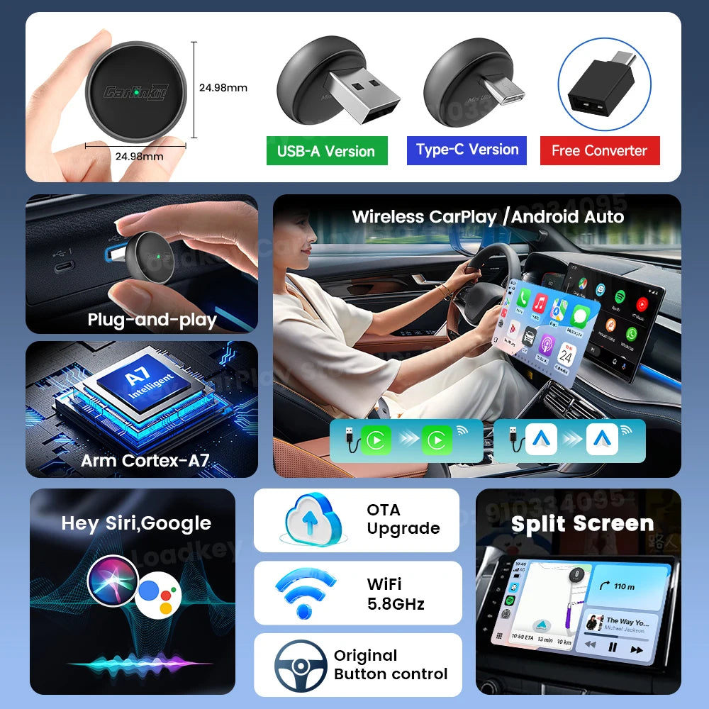 CarlinKit Mini Ultra3 Wireless CarPlay & Android Auto Adapter - image 2