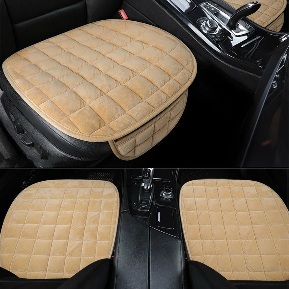 Plush Winter Car Seat Cushion with Anti-Slip Backing
