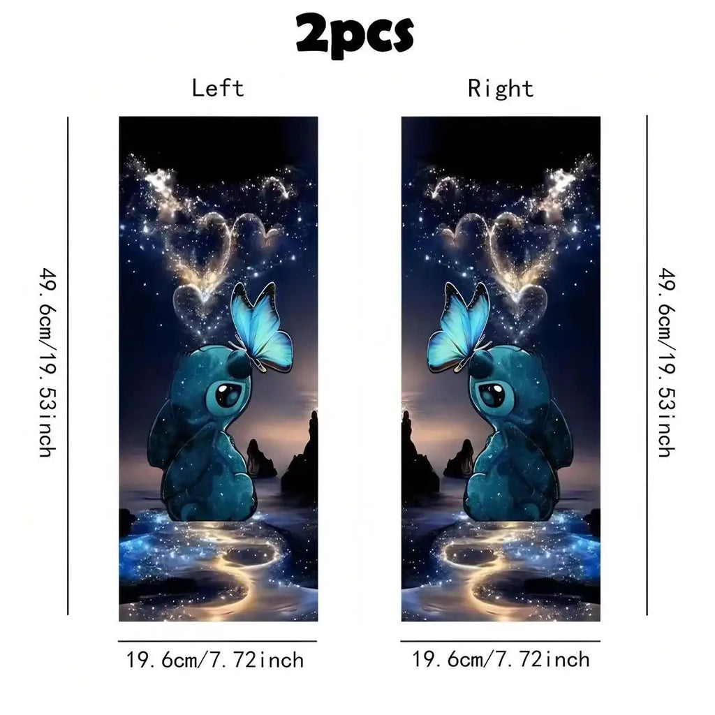 Blue Diamond Butterfly B-Pillar Car Decal, 2pc