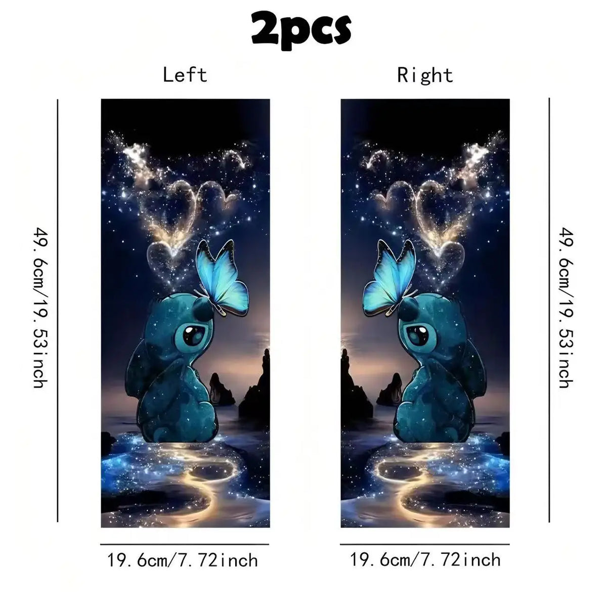 Blue Diamond Butterfly B-Pillar Car Decal, 2pc