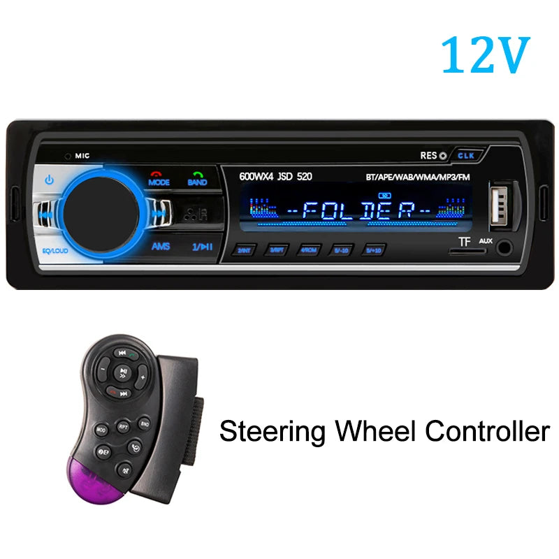 Car Radio 1 Din Stereo Player Digital Bluetooth MP3 Player FM Radio Stereo Audio Music USB With In Dash AUX Input