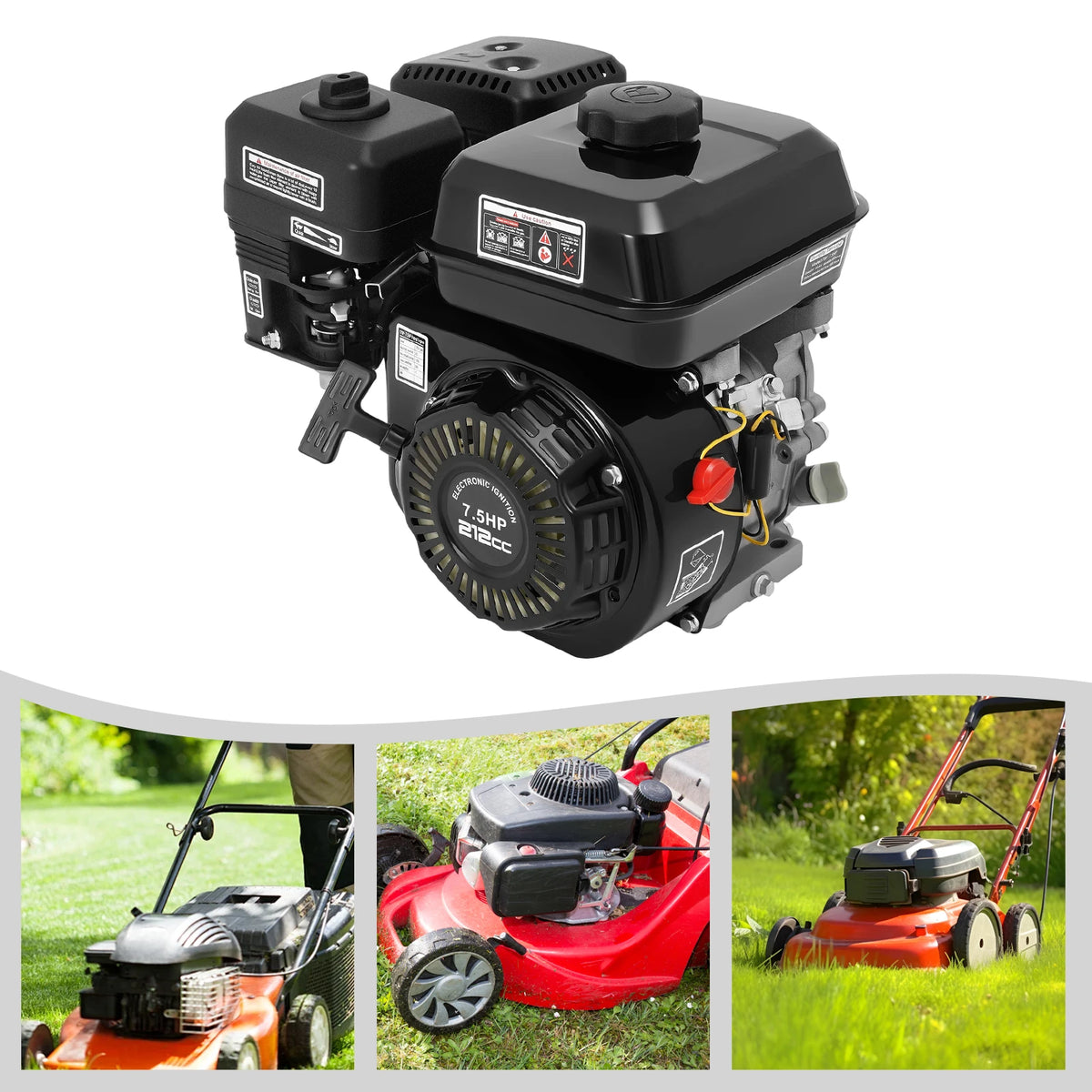 7.5HP 212cc 4-Stroke Gas Engine with Pull Start