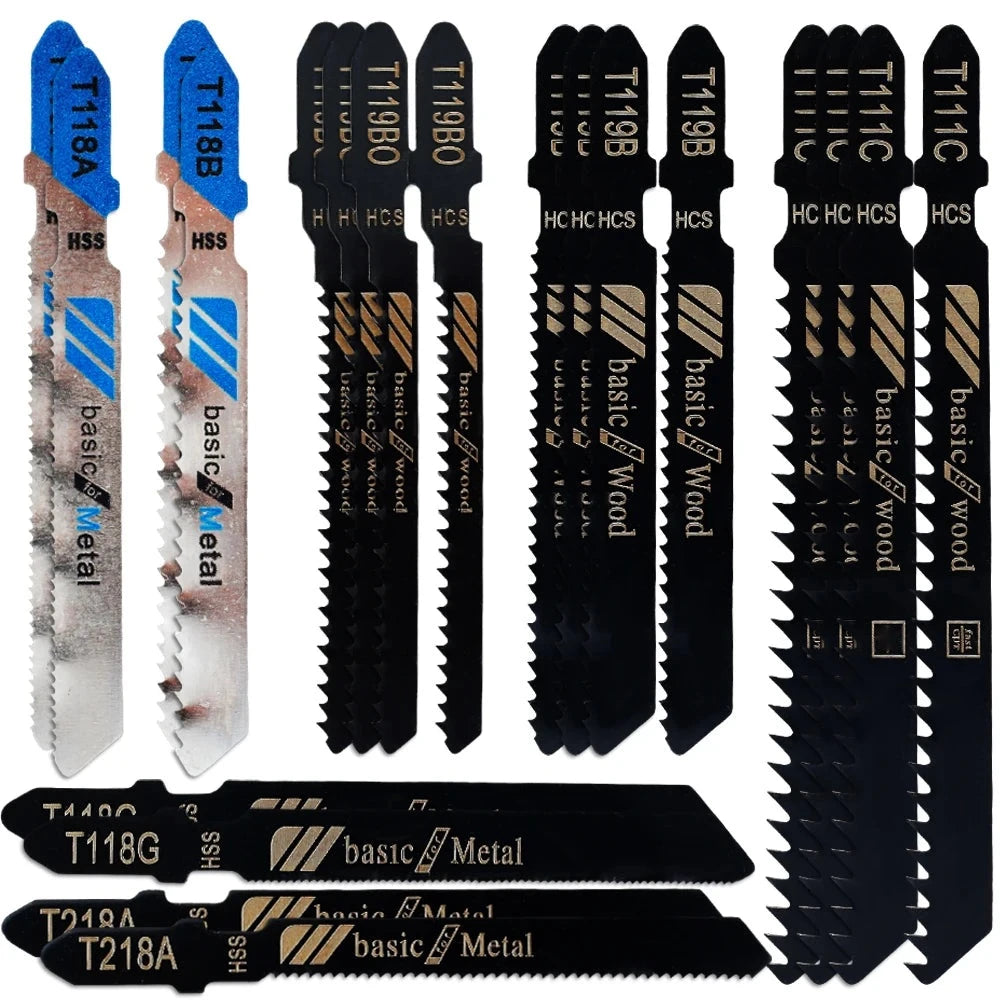 20-Piece Jigsaw Blades Set with Plastic Box – T-Shank HCS