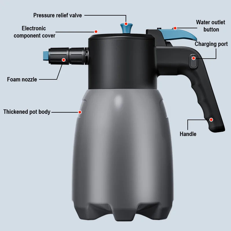 New Handheld Electric Foam Sprayer Hand Pump Foam Sprayer Snow Foam Cannon Motorized Car Wash Sprayer for Car Wash Home Cleaning