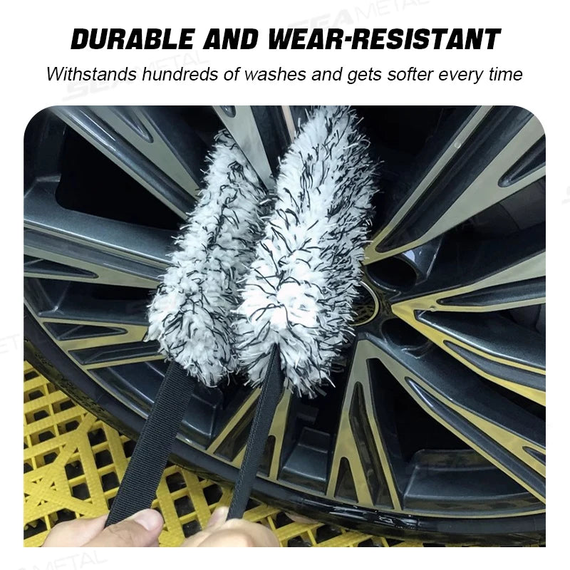 Plush Wheel Wash Towel with Double-Sided Strap