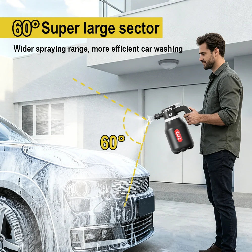 Cordless electric foam sprayer 2000ml, rechargeable car wash foam gun