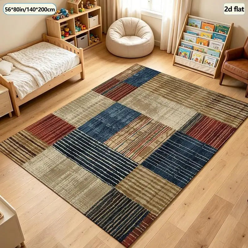 Patchwork Geometric Woven Carpet for Living Room and Bedroom - view 5