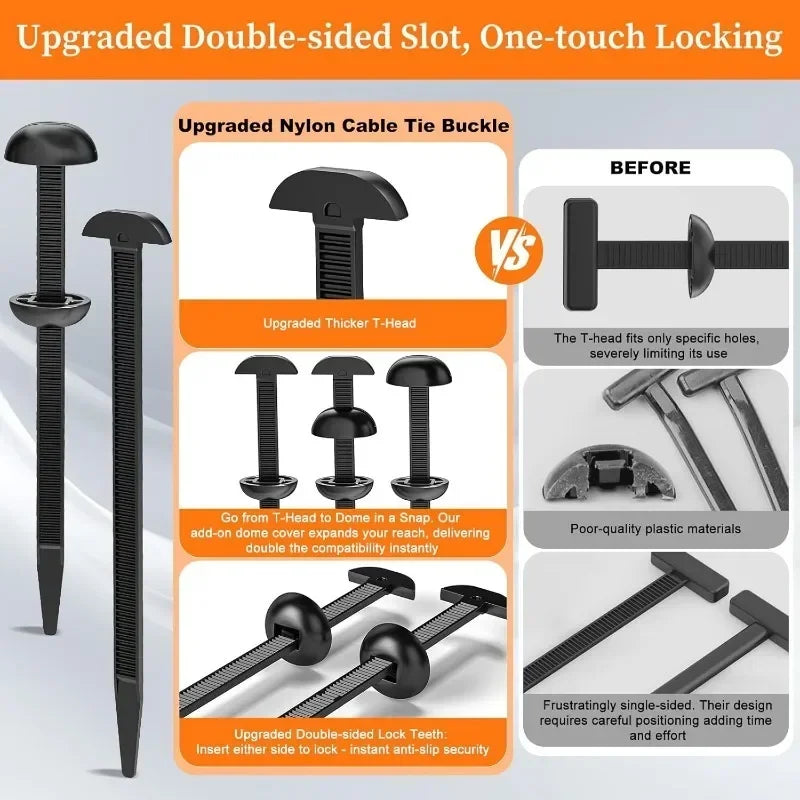 Heavy Duty Zip Ties Nylon Self Locking Cable Ties Buckle With Pin Button Car Repair Fastening Straps For Home Office Organizer
