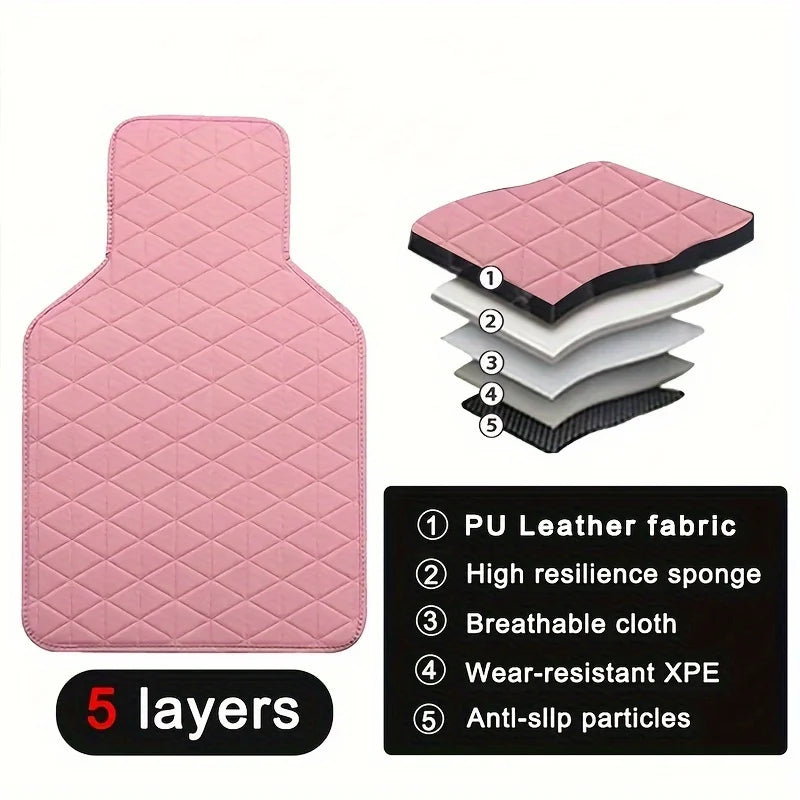 Waterproof PU Leather Car Floor Mat Set – 4 Piece - image 2