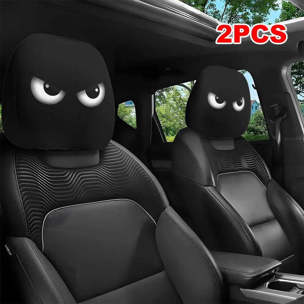 Funny Cartoon Face Car Headrest Covers, Set of 2