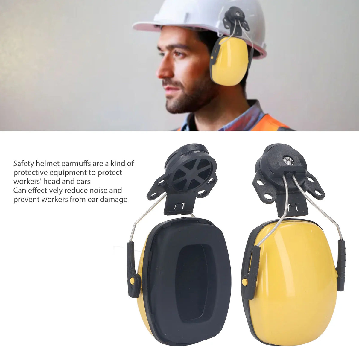 Helmet Ear Muff 1 Pair Safety Helmet Ear Muff Noise Reduction Helmet Hard Hat Hearing Earmuff for Construction Site