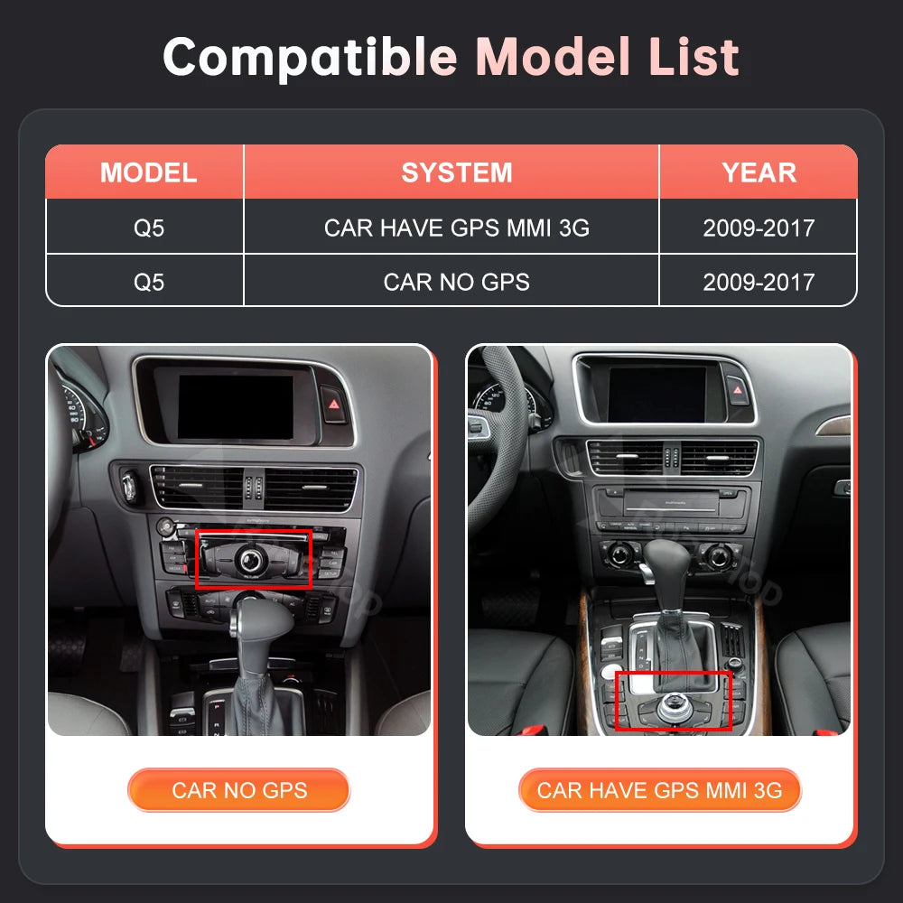 Audi Q5 2009-2017 Touch Screen Multimedia Player CarPlay Android Auto - image 2