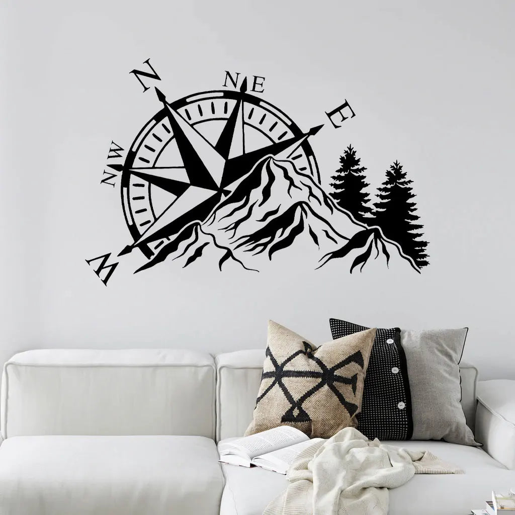 Compass Rose and Mountain Vinyl Decals for Car, Trailer and Wall - view 9