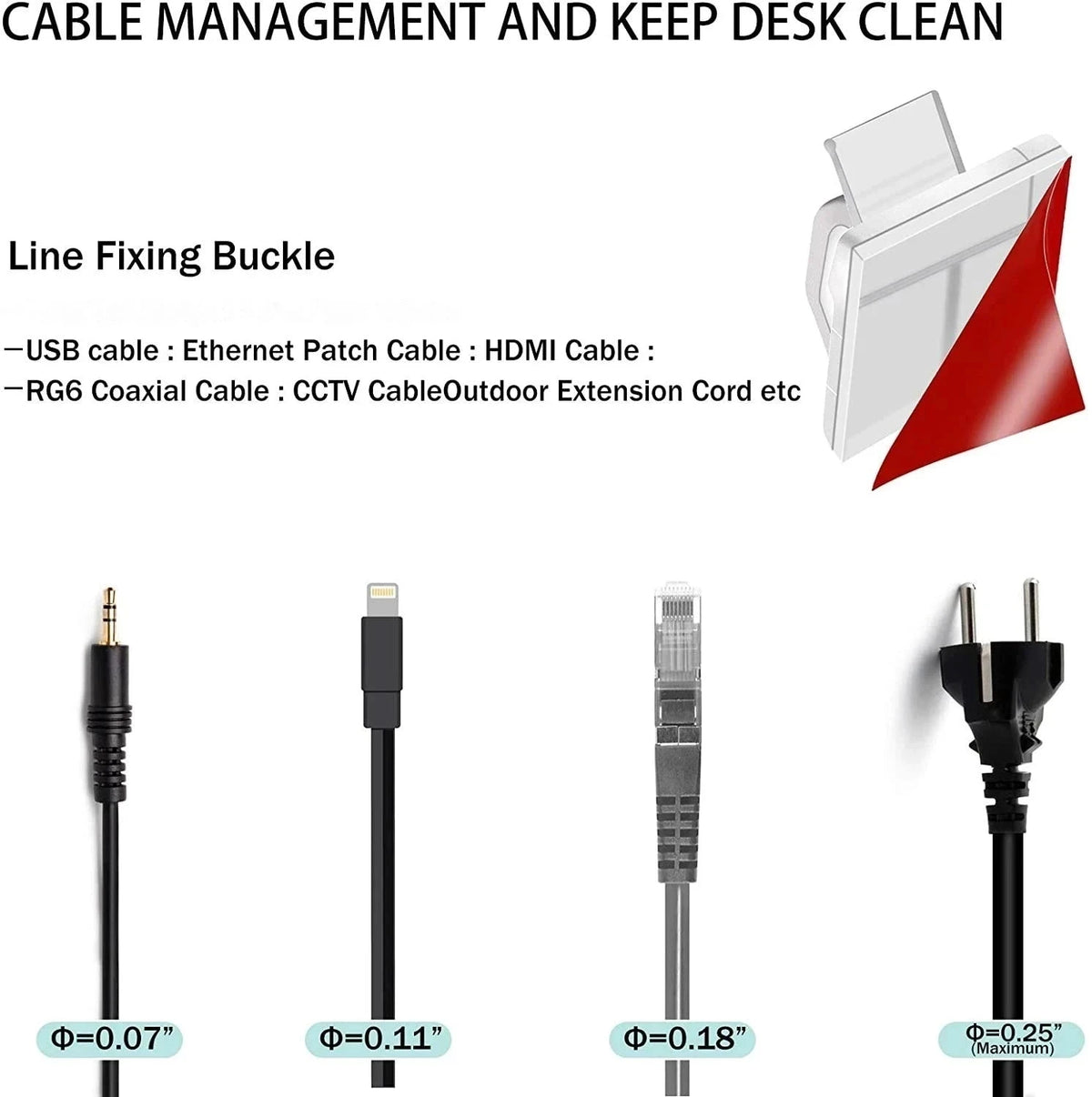 50-Piece Wall-Mounted Cable Organizer Clips