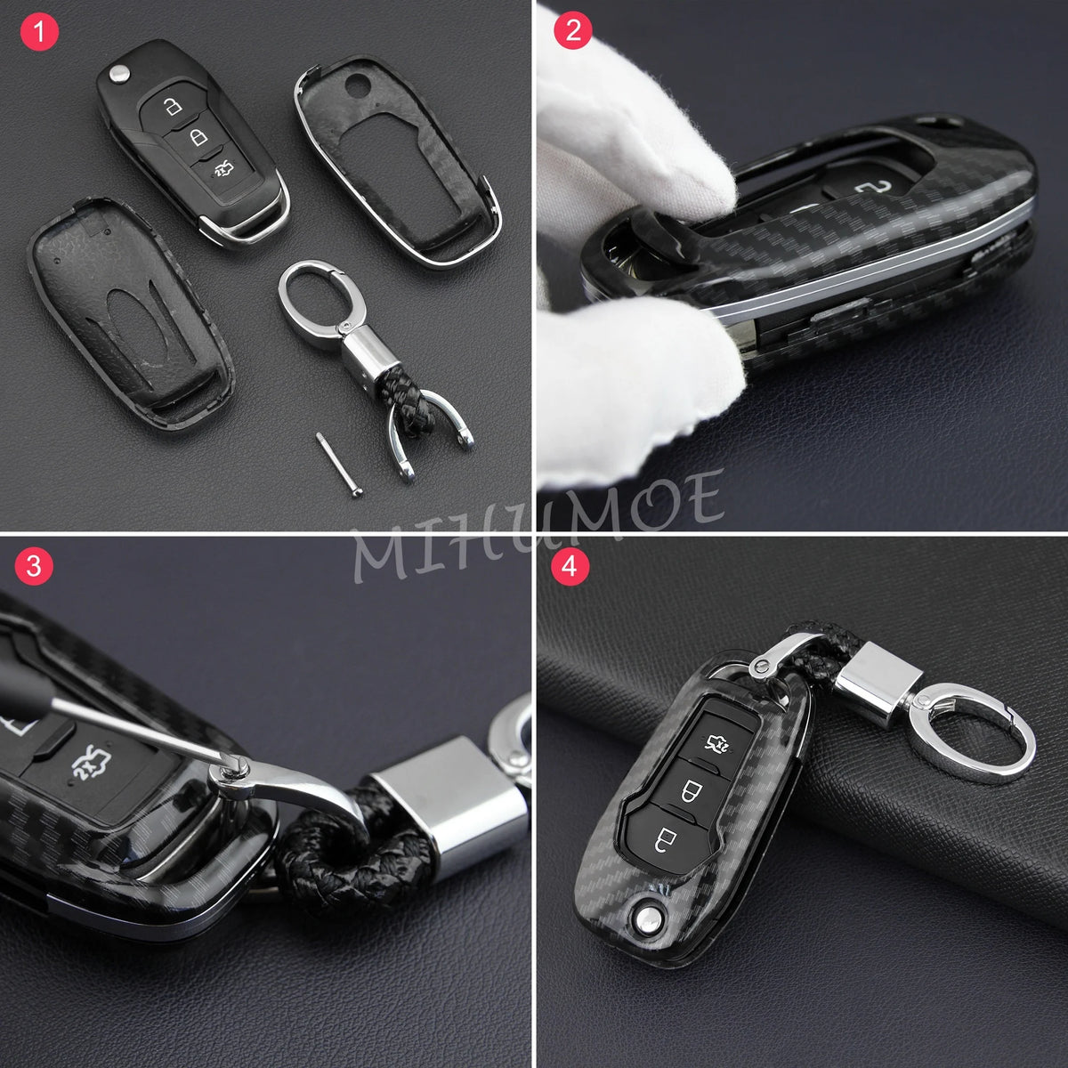 Carbon Fiber Ford Key Fob Cover for F-150 F-250 Ranger 2015-2025 - image 6