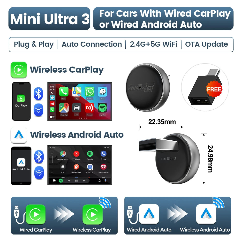 CarlinKit 5.0 Mini Ultra3 Wireless CarPlay & Android Auto Adapter - image 7