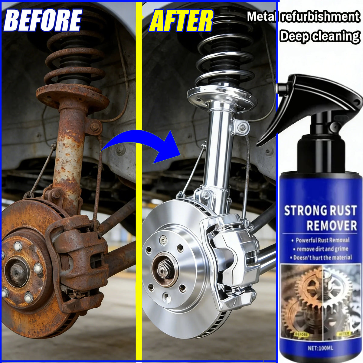 Car Rust Remover Spray 100ml - Metal & Exhaust Cleaner